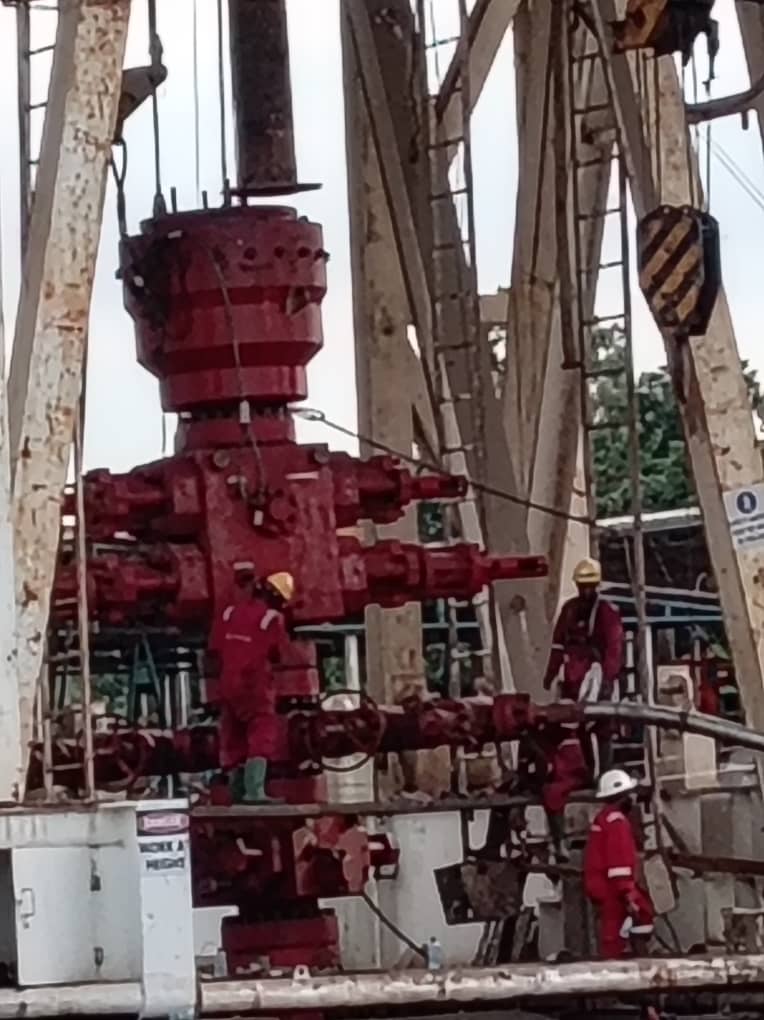 Installation of BOP, Blowout Preventer, and associated piping for wellhead platform – photo 3